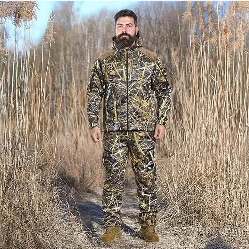 Quiet Hunting Pants Softshell Fleece-Lined Camouflage Clothes Clothing Gear for Men
