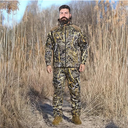Quiet Hunting Pants Softshell Fleece-Lined Camouflage Clothes Clothing Gear for Men