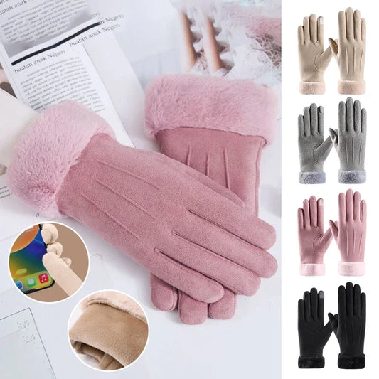 Warm Winter Touchscreen Gloves With Fur Cuff