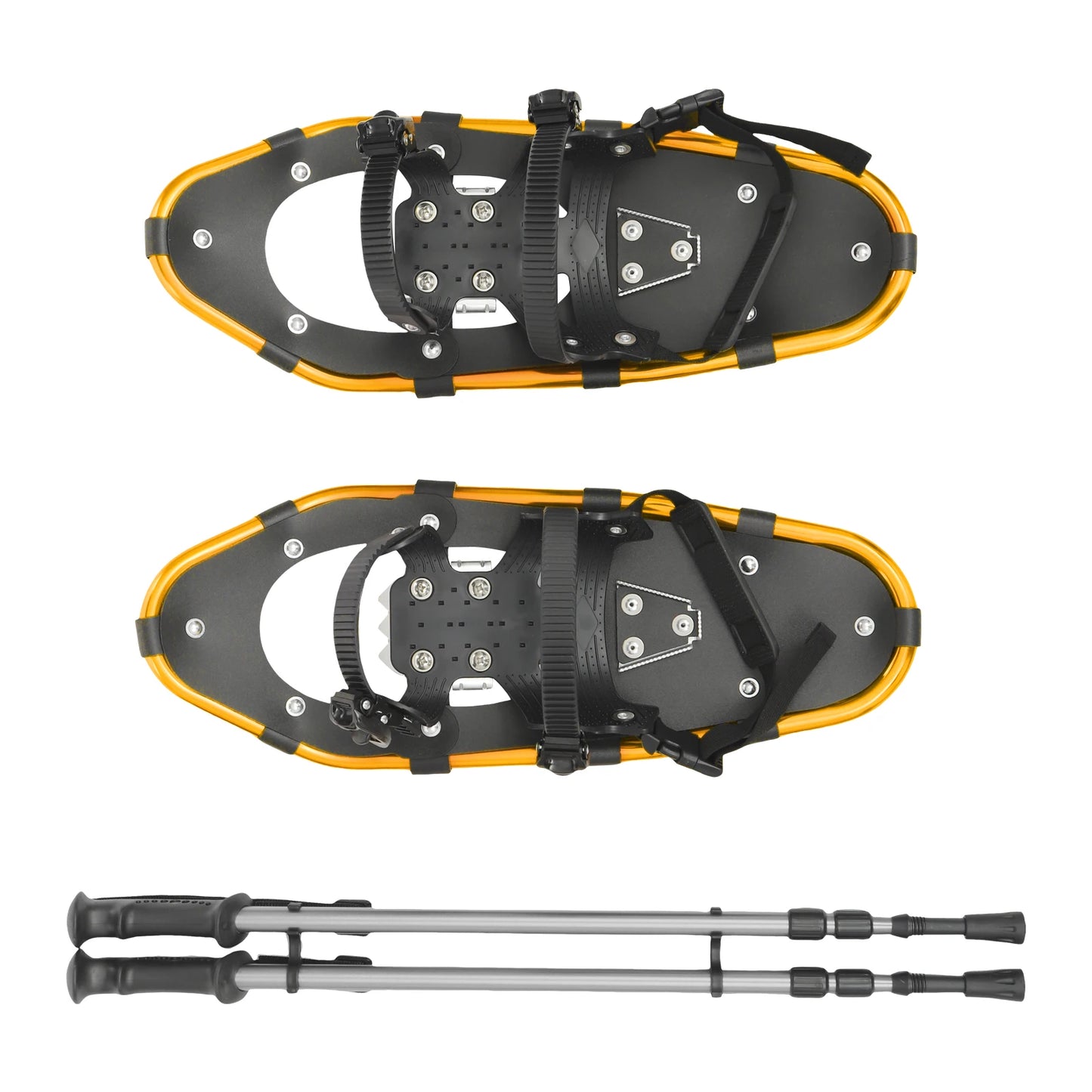 Aluminum Snowshoes Set with Adjustable Trekking Poles, Anti Slip Snowshoes for Shoe Size 35-40