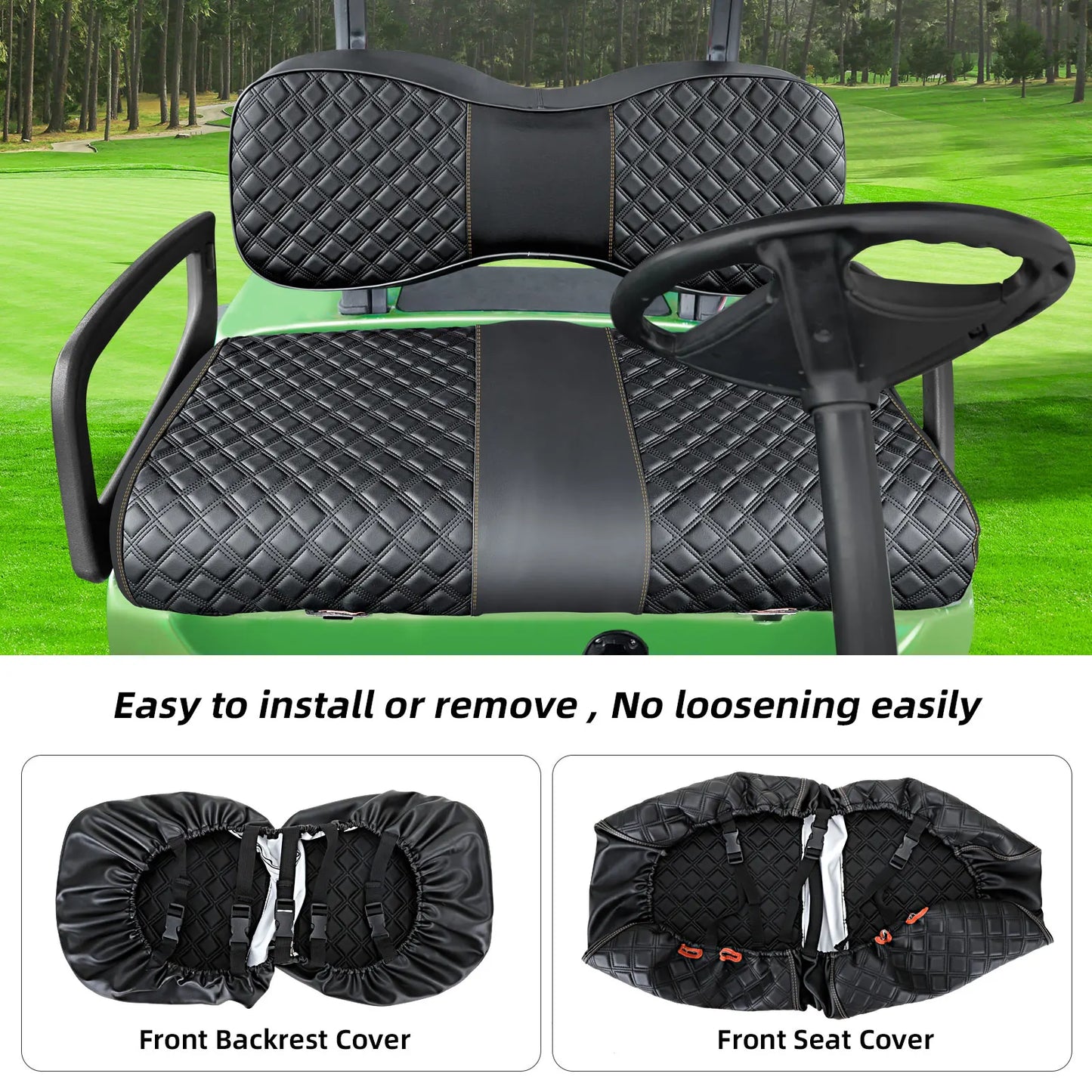 Golf Cart Seat Covers Kit Compatible with Yamaha Drive/Drive2 OEM Ordinary Seat Cushion, Vinyl Material/Easy to Clean