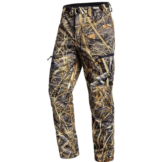 Quiet Hunting Pants Softshell Fleece-Lined Camouflage Clothes Clothing Gear for Men