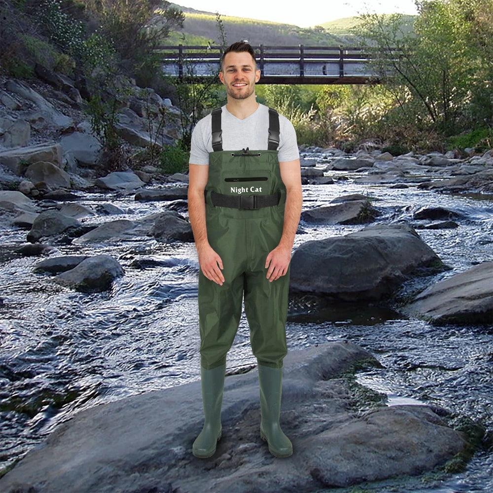 Waterproof Lightweight Rubber Fly Fishing Chest Waders With Boots