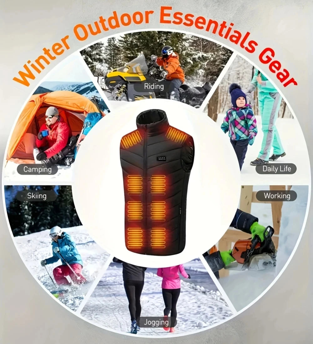 28/9 Areas Heated Vest Men Women Usb Heater Camping Jacket Thermal Vest Body Warmer Coat