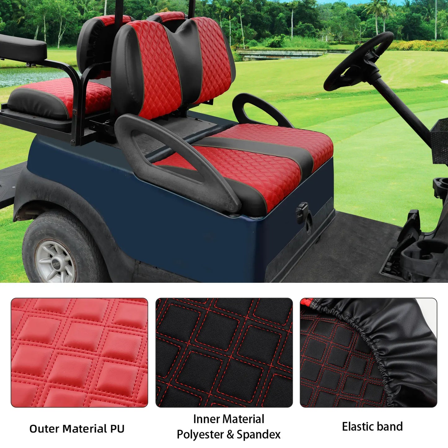 Seat Covers Kit Fit for Club Car Precedent Ordinary Seat Cushion, More Soft, Breathable & Easy to Clean